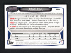 Edwin Diaz Auto Signed 2013 Bowman Prospects RC BP29 Seattle Mariners MCS Holo-2