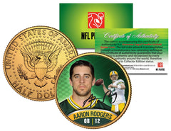 AARON RODGERS JFK Kennedy Half Dollar 24K Gold Plated US Coin GREEN BAY PACKERS-1