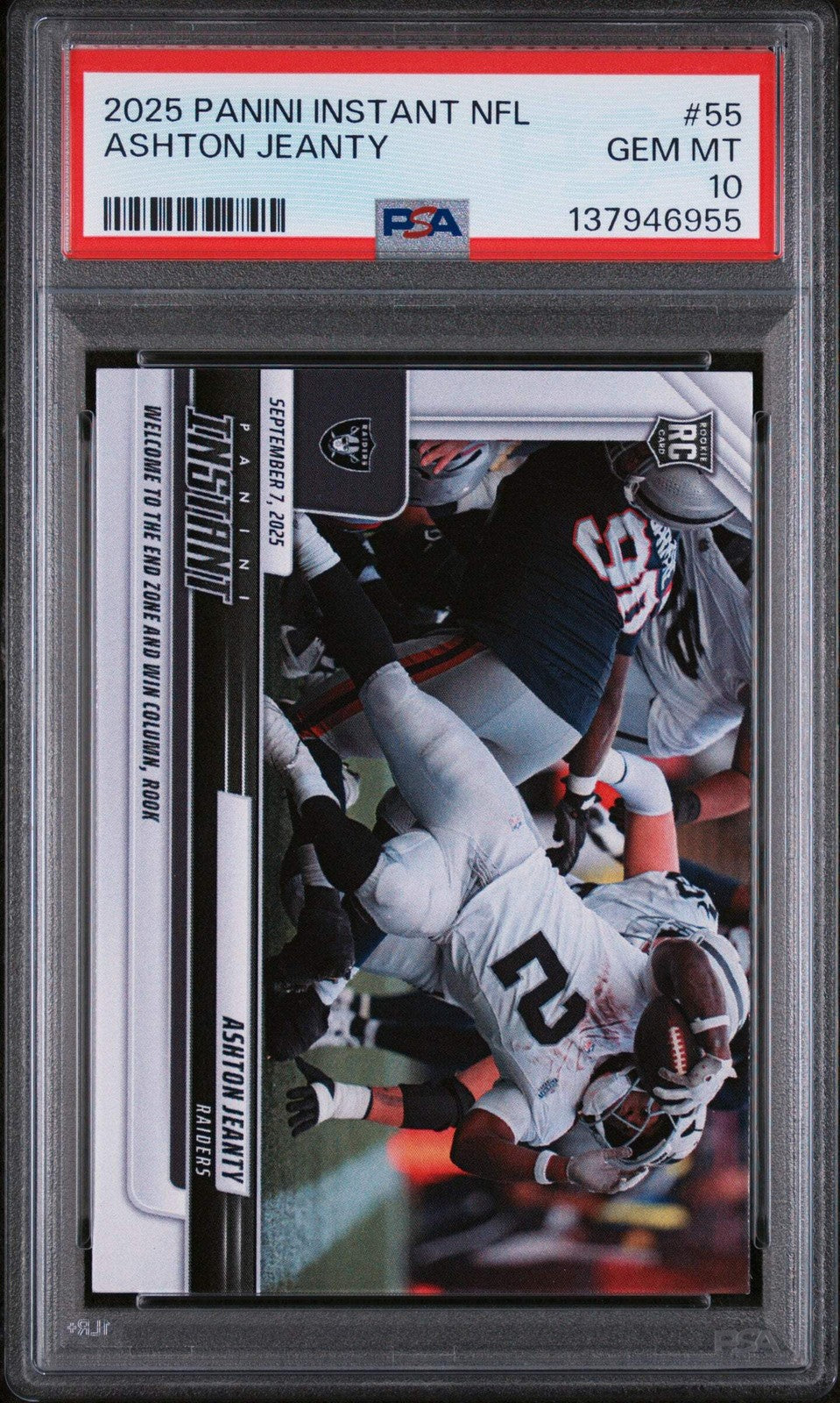 Graded 2025 Panini Instant Ashton Jeanty #55 Rookie RC Football Card PSA 10-1