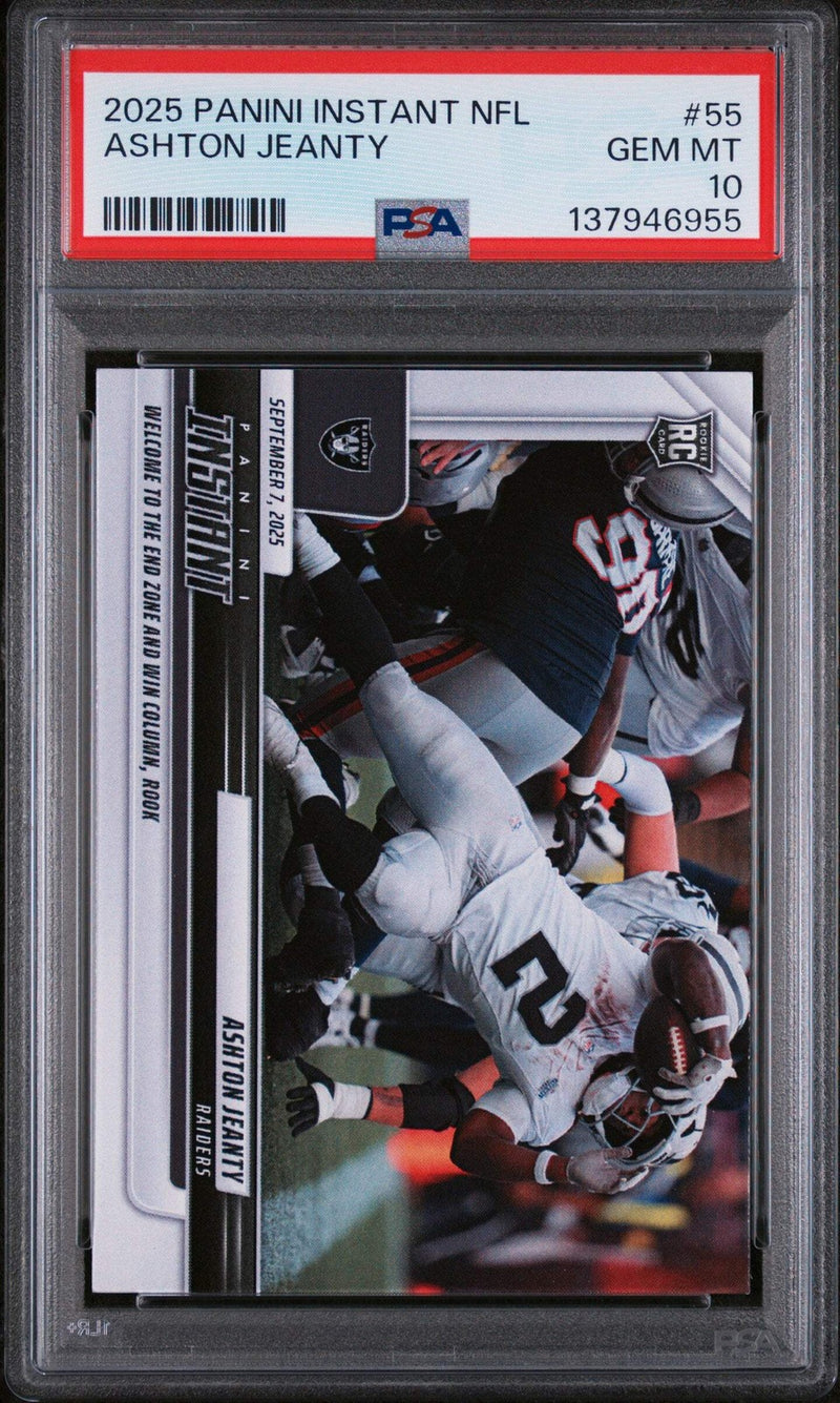 Graded 2025 Panini Instant Ashton Jeanty #55 Rookie RC Football Card PSA 10-1