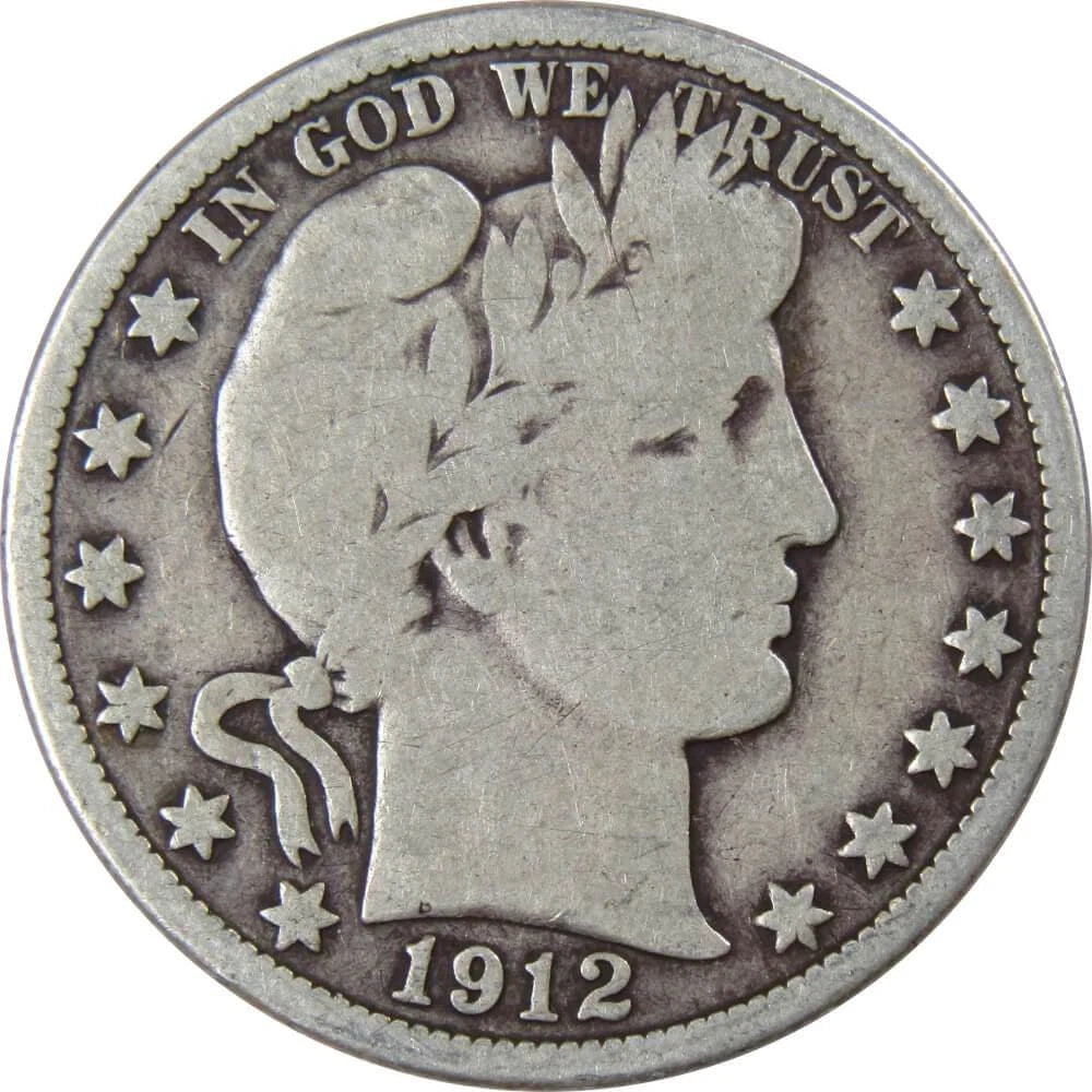 1912 Barber Half Dollar G Good 90% Silver 50c US Type Coin Collectible