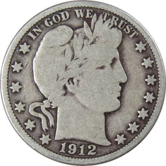 1912 Barber Half Dollar G Good 90% Silver 50c US Type Coin Collectible-1