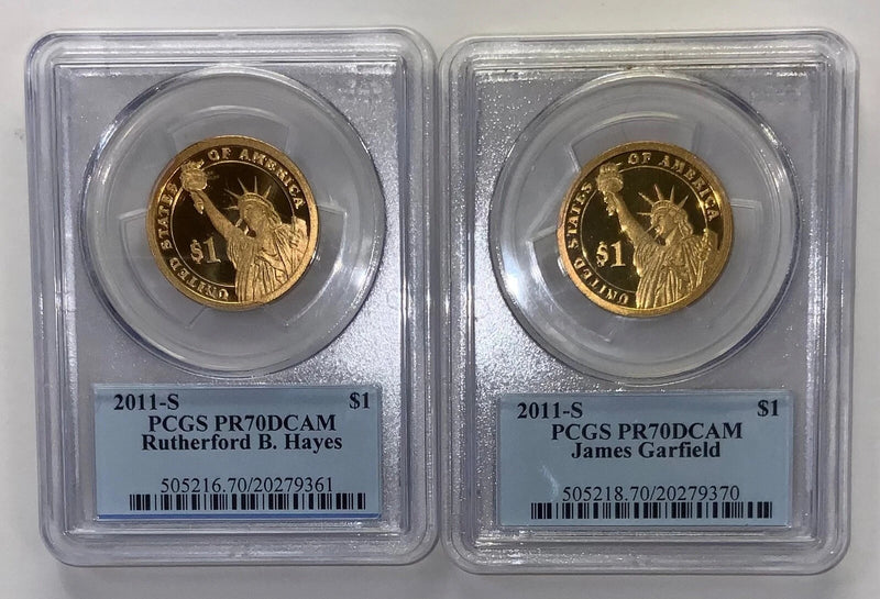 2011 S Rutherford Hayes, James Garfield Presidential $1 PCGS 70 Proof 2 Coin Set-2