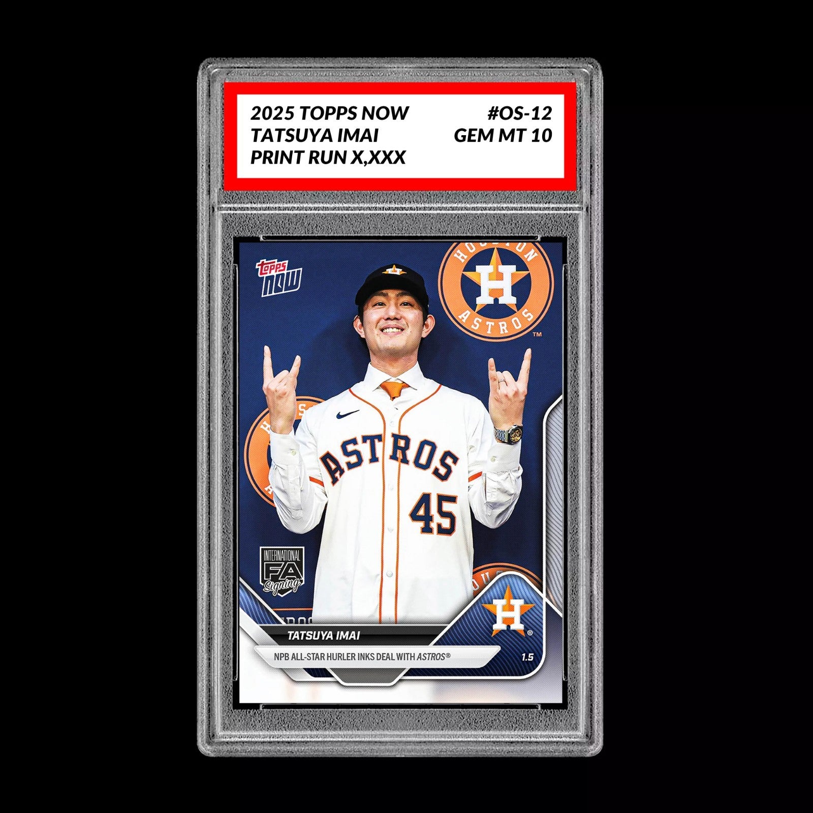 Graded 10 Tatsuya Imai 2025 MLB Topps NOW #OS-12 Houston Astros Card RC Rookie