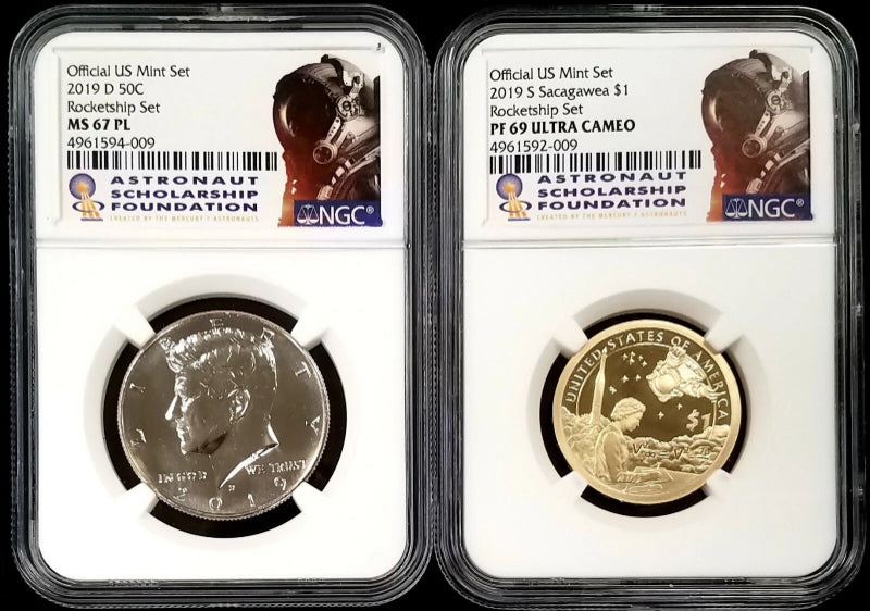 2019 D Kennedy MS 67 PL & 2019 S Proof Sacagawea PF 69 UC, Rocketship Set, ASF!-6