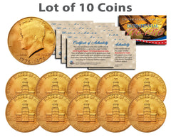 Bicentennial 1976 JFK Kennedy Half Dollar U.S. Coins 24K GOLD PLATED (Lot of 10)-2