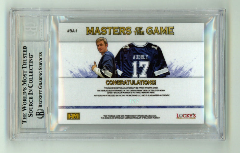 Brandon Aubrey 2023 Hits Memorabilia Silver H RPA Patch Auto RC #/17 BGS BAS-5