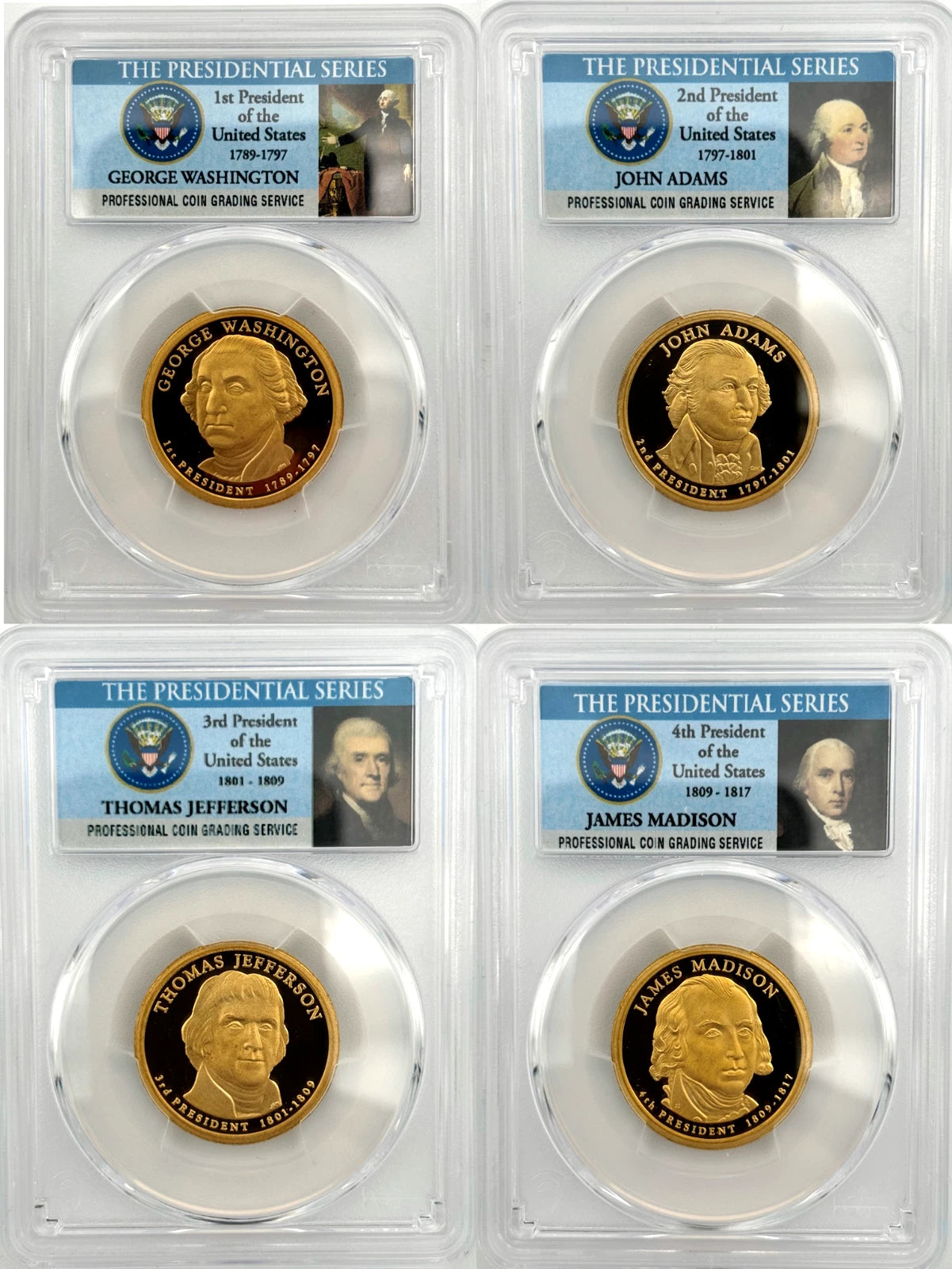 2007 - 2010, 2011 - 2016 S COMPLETE 39 Presidential $1 PCGS 70 Proof Dollar Set-6