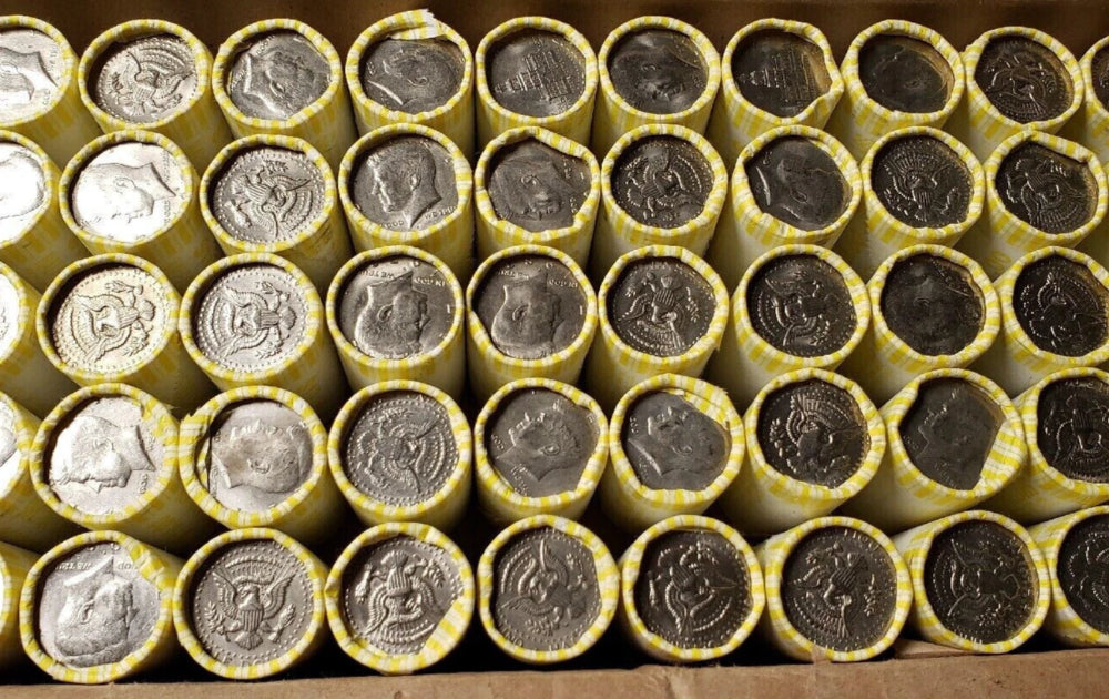 5 rollos de monedas de medio dólar Kennedy: rollos sellados, nunca abiertos, OBW ????-5