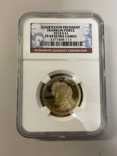 2010 Franklin Pierce One Dollar PF69 Ultra Cameo, NGC.-6