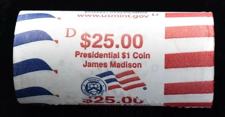 2007 D James Madison Presidential Dollar Coin Sealed Roll $25 US MINT-1