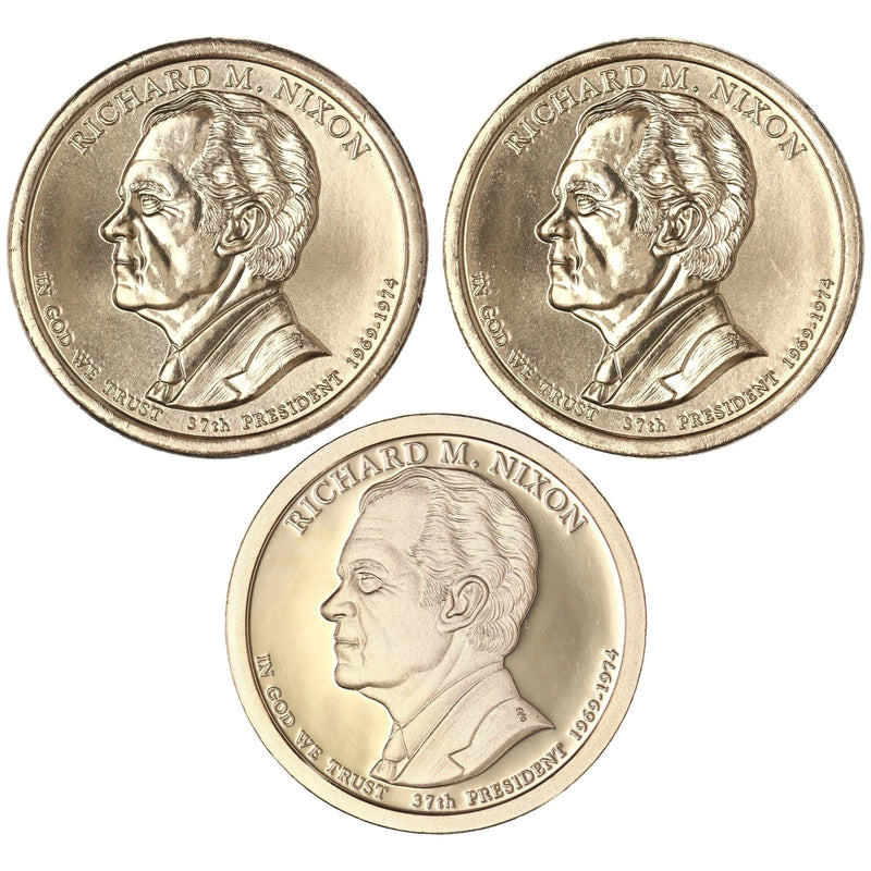 2016 P D S Richard M Nixon Presidential Dollar Year Set Proof & BU US 3 Coins-2