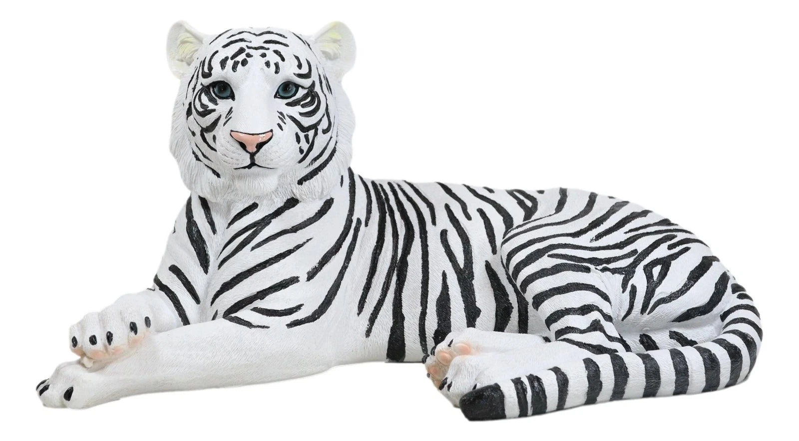 Large Siberian Ghost White Tiger Resting 15.5" Long Statue Home Garden Decor-9