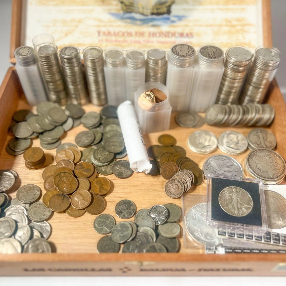 Vintage Cigar Box Mixed U.S. Coin Lot | LIQUIDATION | 90% Silver | Wheat Penny-6