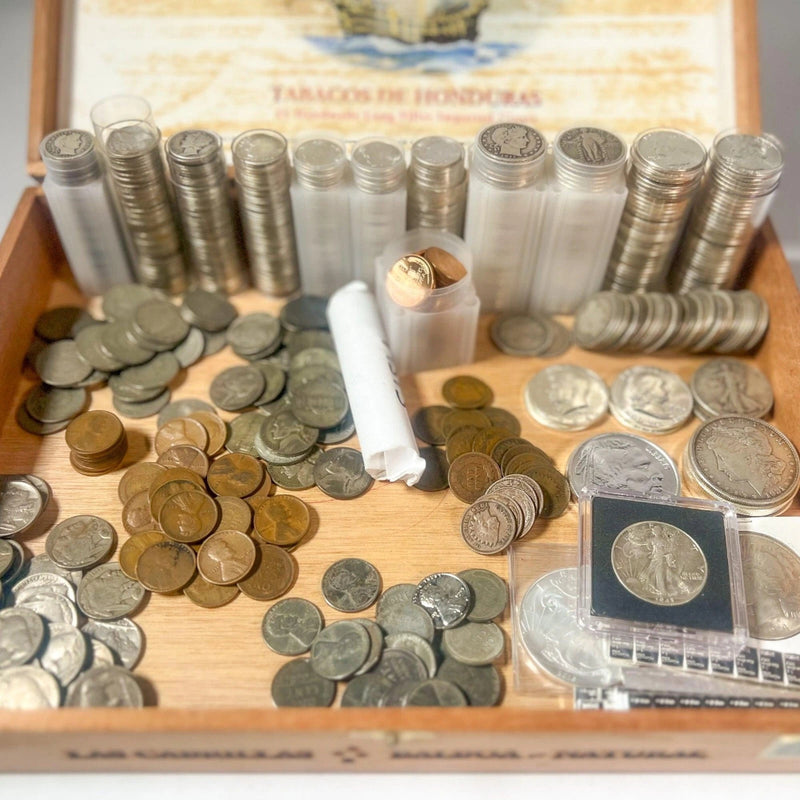 Vintage Cigar Box Mixed U.S. Coin Lot | LIQUIDATION | 90% Silver | Wheat Penny-6