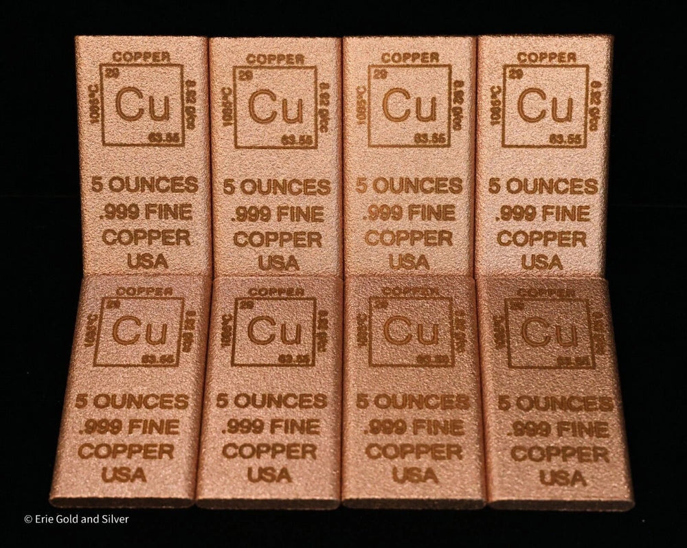 5 oz Copper Bar Element Design Made in USA | Rectangle Ingot Copper Bullion CU-4