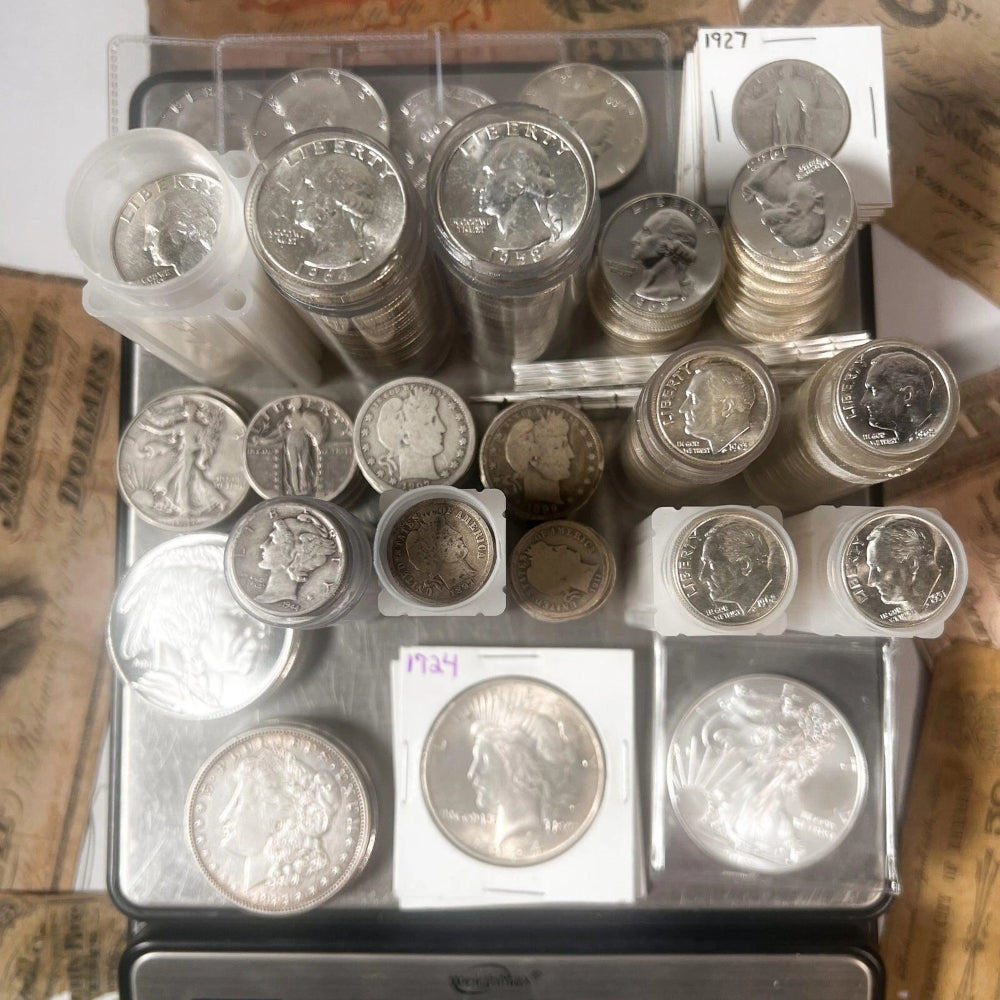 Lote mixto de monedas de plata estadounidenses antiguas (escala de plata estadounidense) | Liquidación