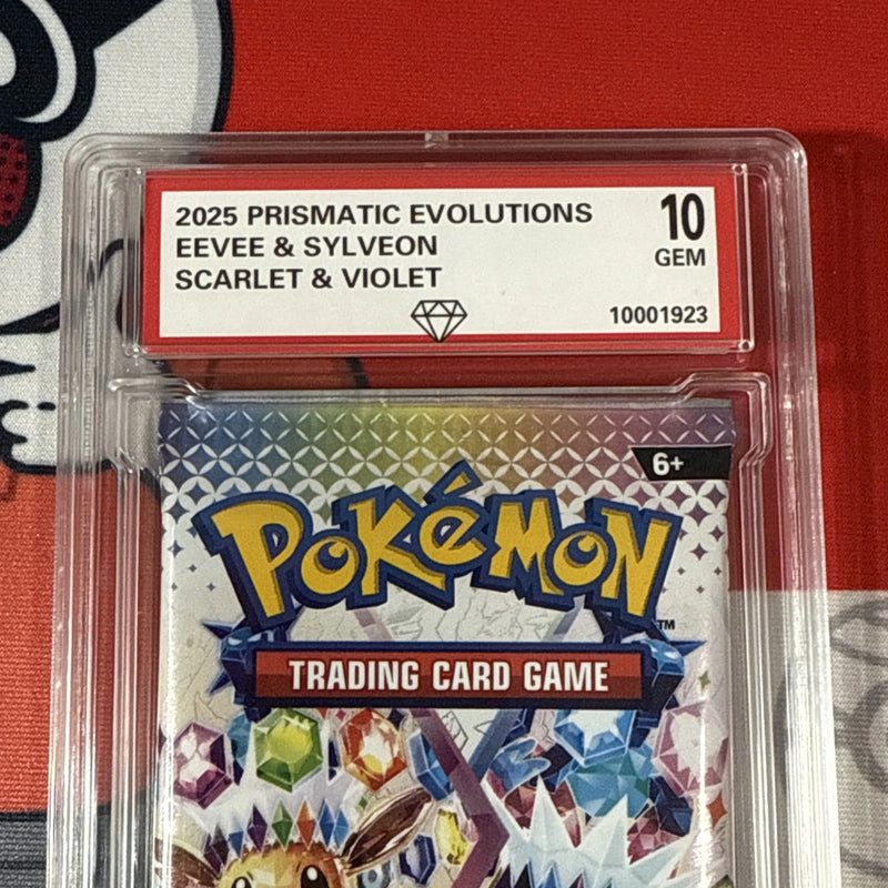Graded 10 2025 Prismatic Evolutions Sealed Booster Cards Pack Eevee Sylveon-2