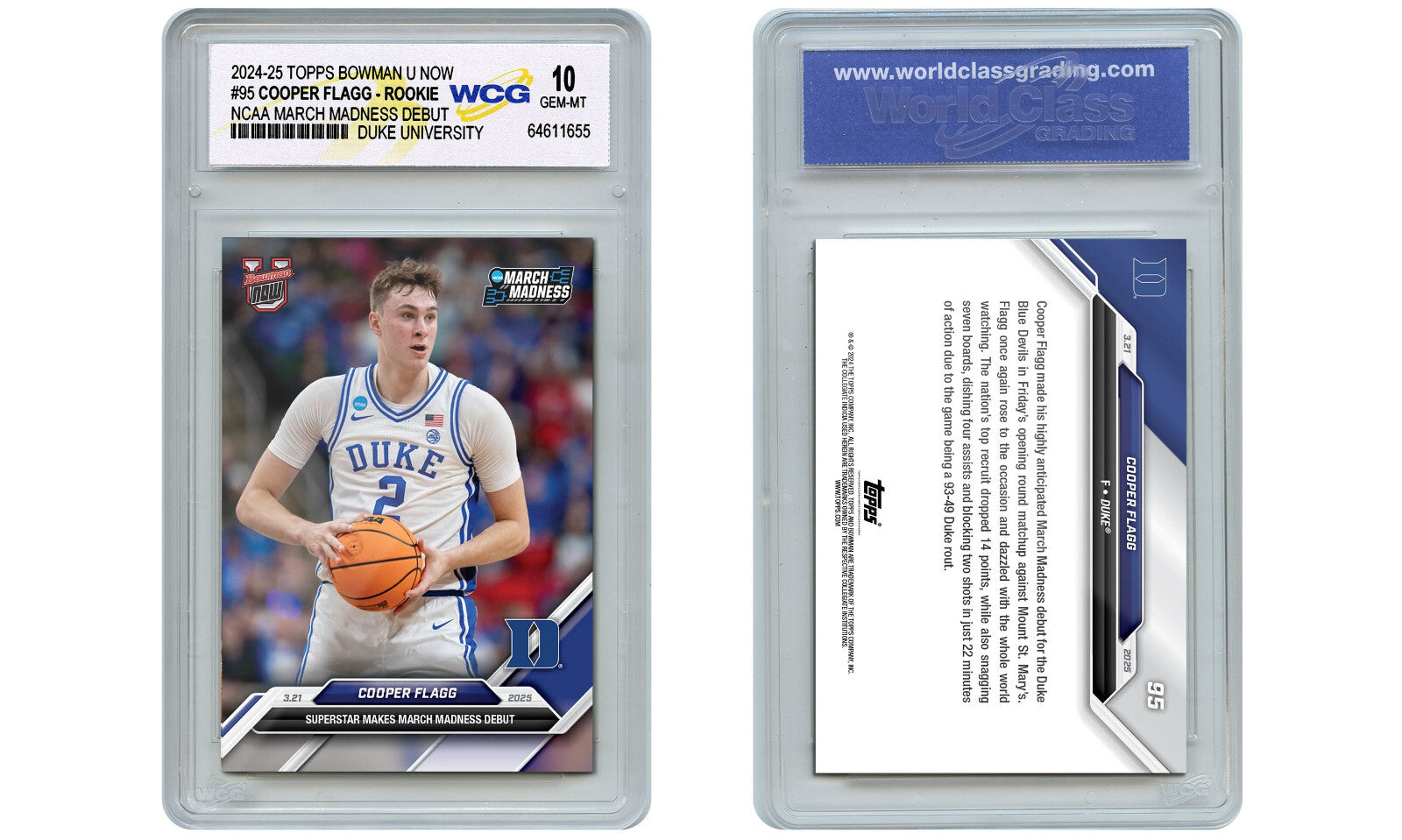 2024-25 Topps COOPER FLAGG Rookie Card #95 March Madness Debut RC - GEM-MINT 10