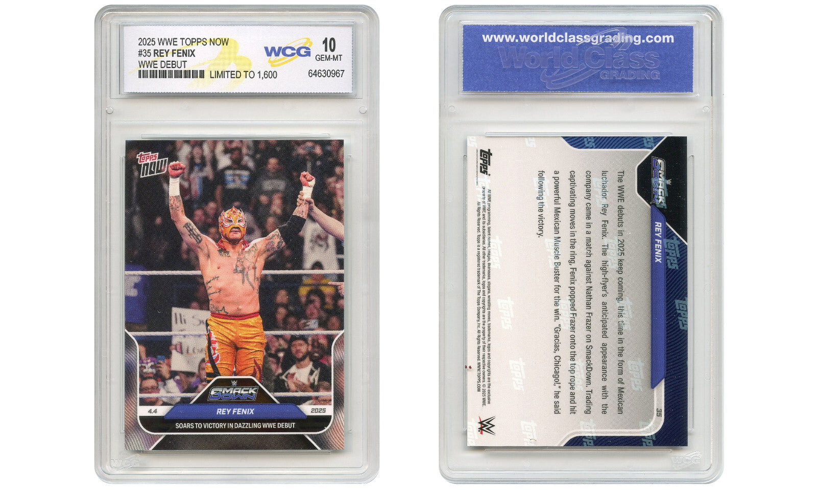 2025 WWE Topps Now SmackDown REY FENIX WWE Debut Card #35 - Graded GEM MINT 10