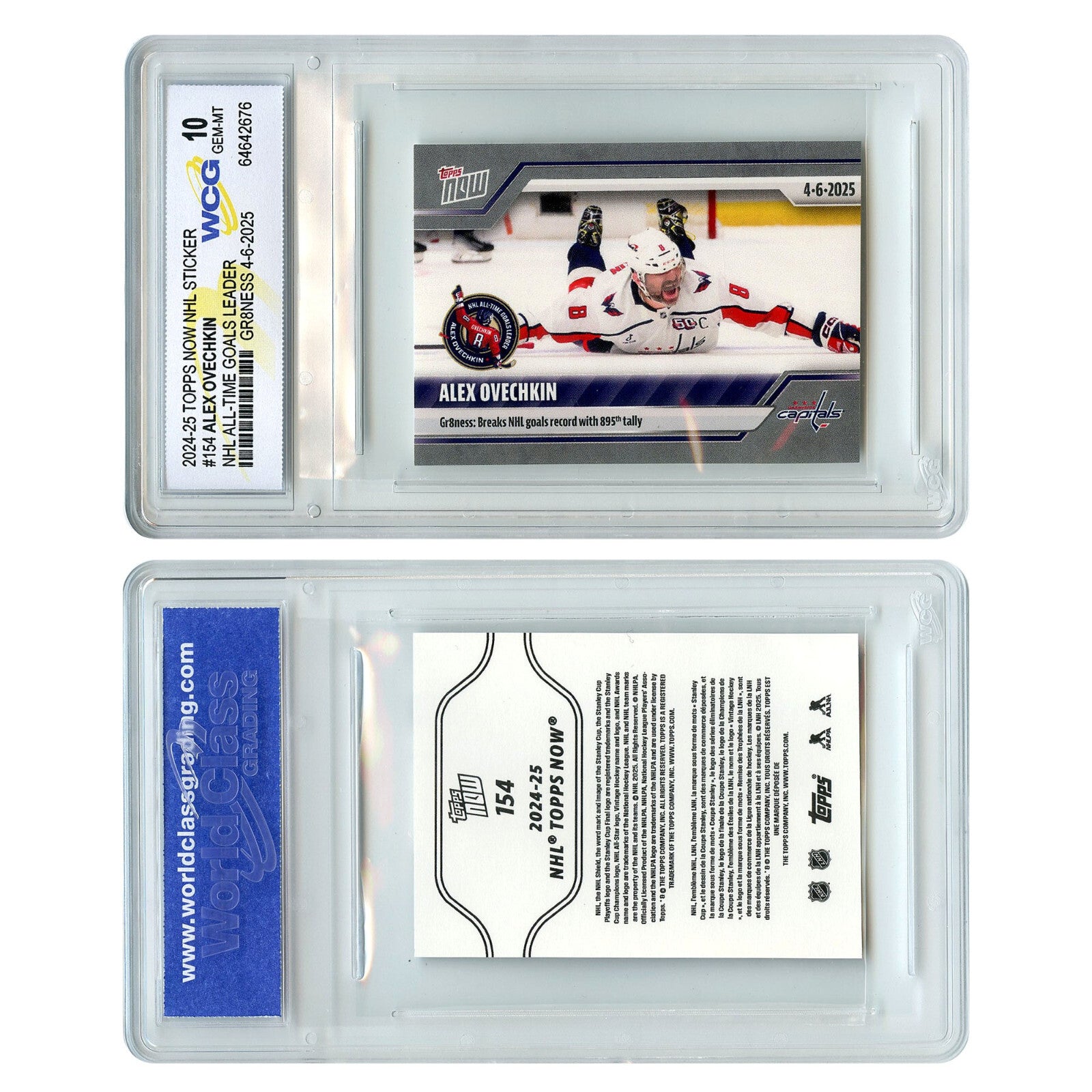 2025 Topps Now NHL ALEX OVECHEKIN All-Time Goal Leader #154 - GEM MINT 10