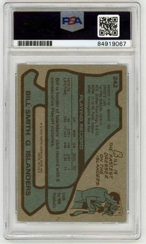 Billy Smith 1979-80 Topps #242 Signed PSA Authentic Auto Black Islanders HOF-2