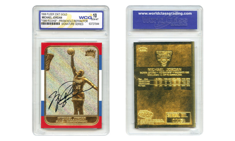 MICHAEL JORDAN 1998 FLEER 23K Gold Card PRIZM HOLO Rookie '86 Design - GEM MT 10-2