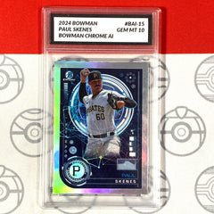 Graded 10 Paul Skenes RC Rookie #BAI-15 2024 Bowman Chrome Pirates Gem Mint-1