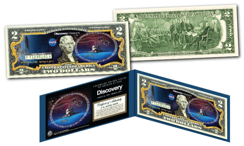 Space Shuttle DISCOVERY Missions Genuine Legal Tender U.S. $2 Bill NASA-2