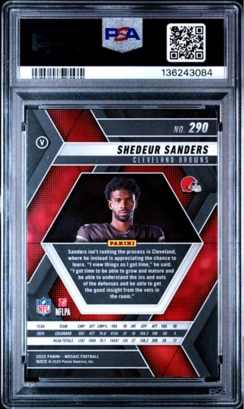 Graded 2025 Panini Mosaic Shedeur Sanders #290 Rookie RC Card PSA 10 Gem Mint-2
