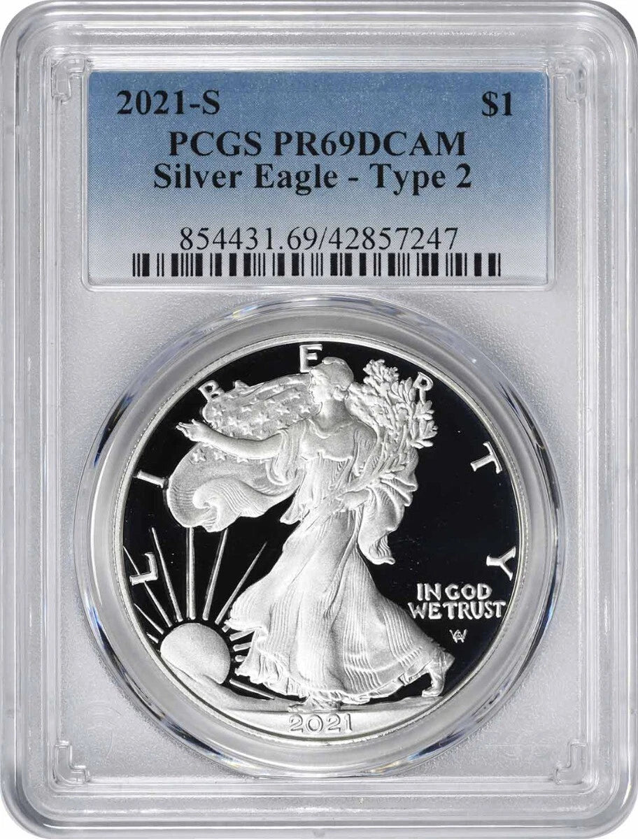 2021-S $1 American Silver Eagle Type 2 PR69DCAM PCGS