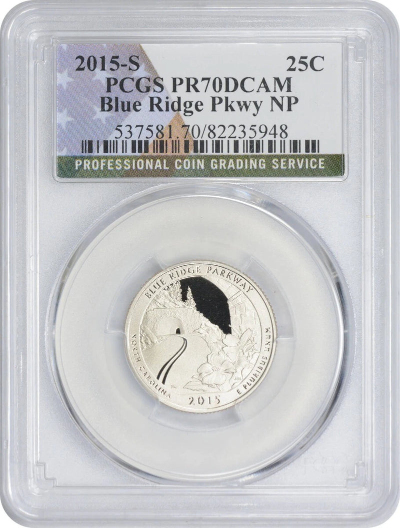2015-S Flag Clad Blue Ridge Parkway ATB National Park Quarter PR70DCAM PCGS-1