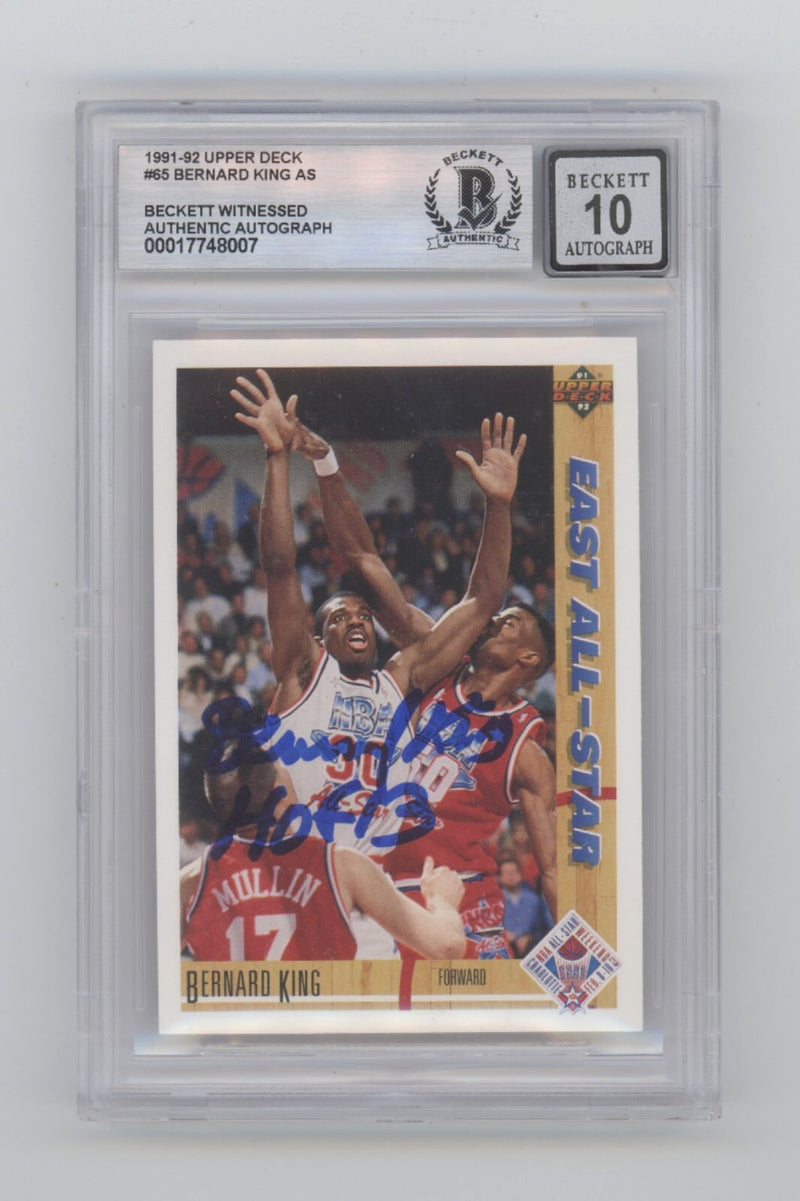 Bernard King 1991-92 Upper Deck #65 All Star Signed w/HOF 13 Beckett BGS 10 Auto-1