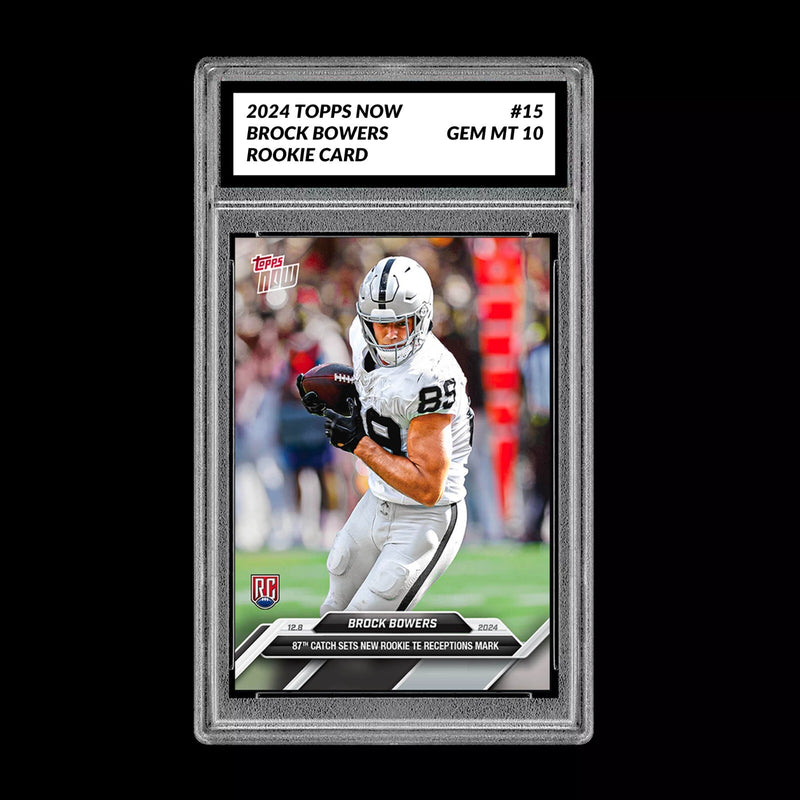 GM 10 GRADED Brock Bowers #15 RC Rookie Card 2024 Topps NOW NFL RAIDERS-1
