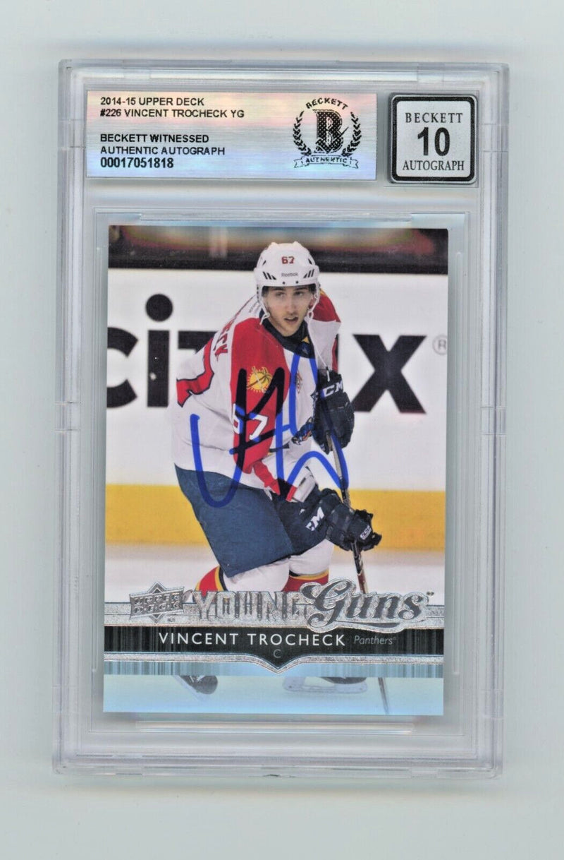 Vincent Trocheck 2014-15 Upper Deck Young Guns #226 Rookie RC Signed BAS BGS 10-1