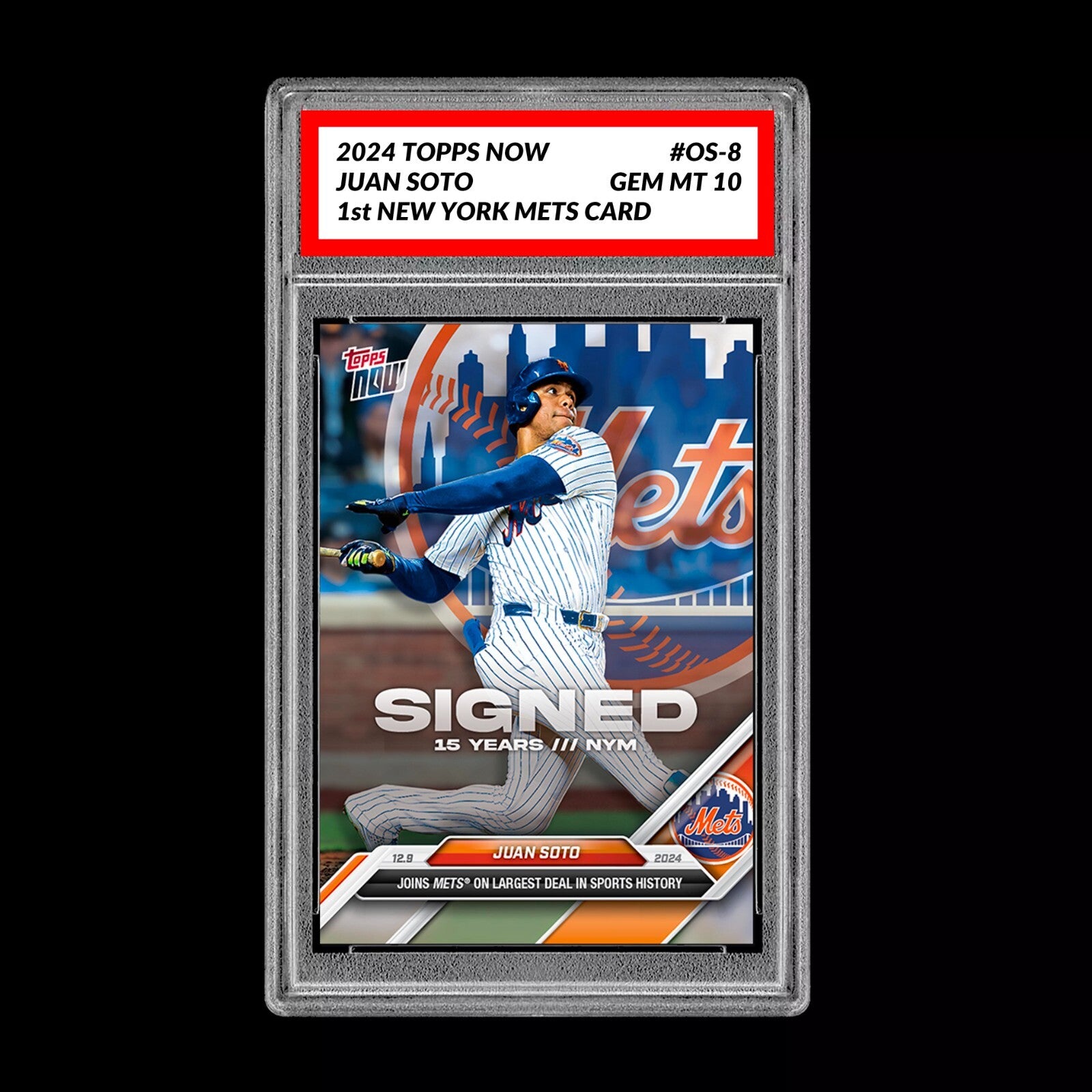 Graded 10 Juan Soto #OS-8 2024 MLB Topps NOW First New York Mets Card