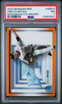 PSA 7 Hiroya Miyagi Bowman In 3-D /25 #3DB14 2022 Npb In 3-D-1