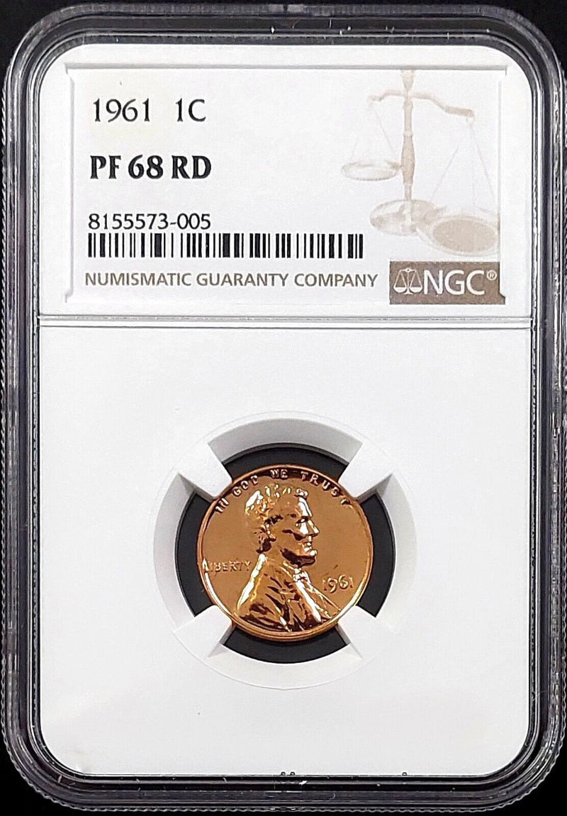 1961 Proof Lincoln Cent certified PF 68 RD by NGC! sku 73005-4