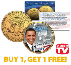 BARACK OBAMA 2008 JFK Half Dollar Coin * AS SEEN ON TV * BUY 1 GET 1-1
