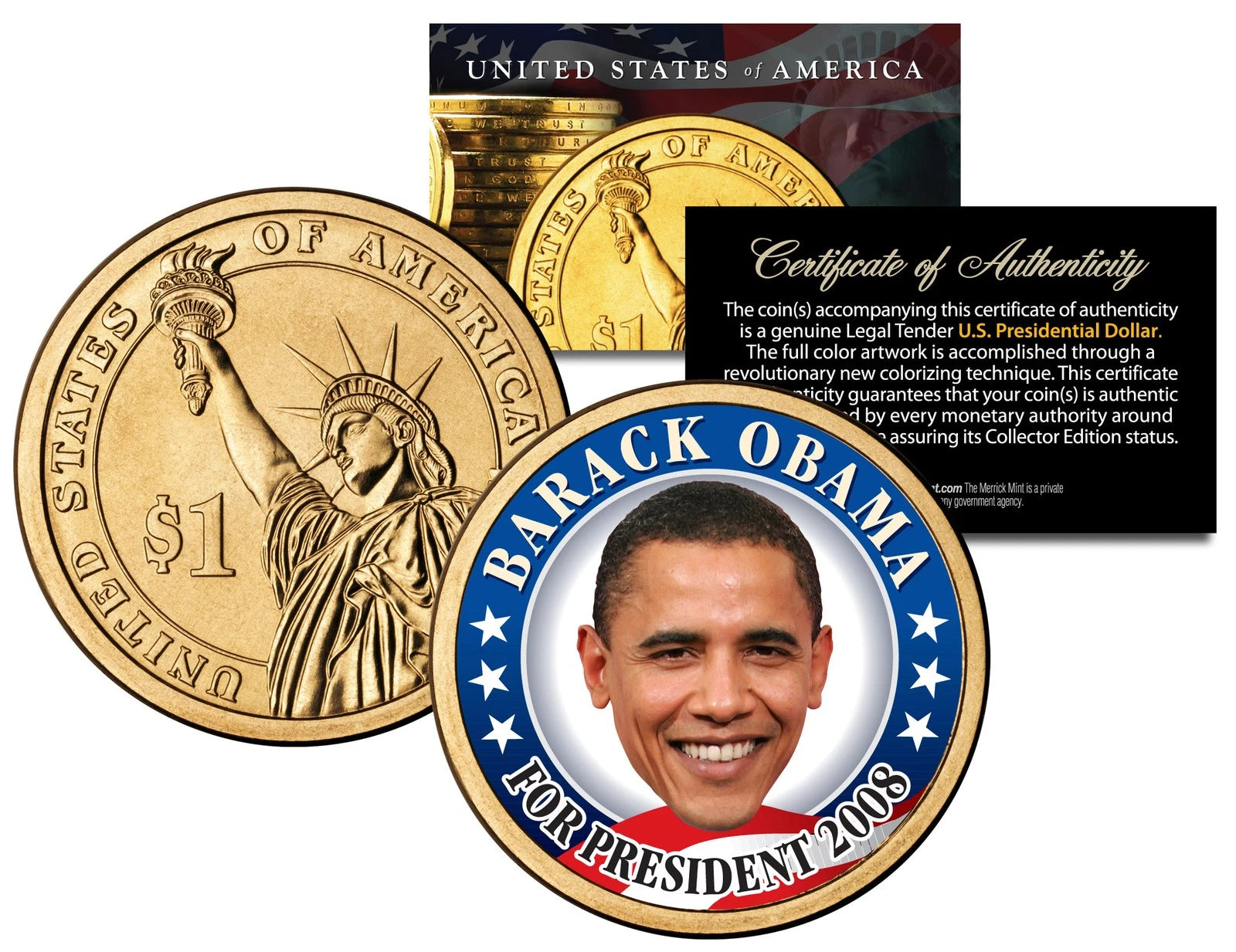 BARACK OBAMA FOR PRESIDENT 2008 Rare Campaign Issue Presidential $1 Dollar Coin-1