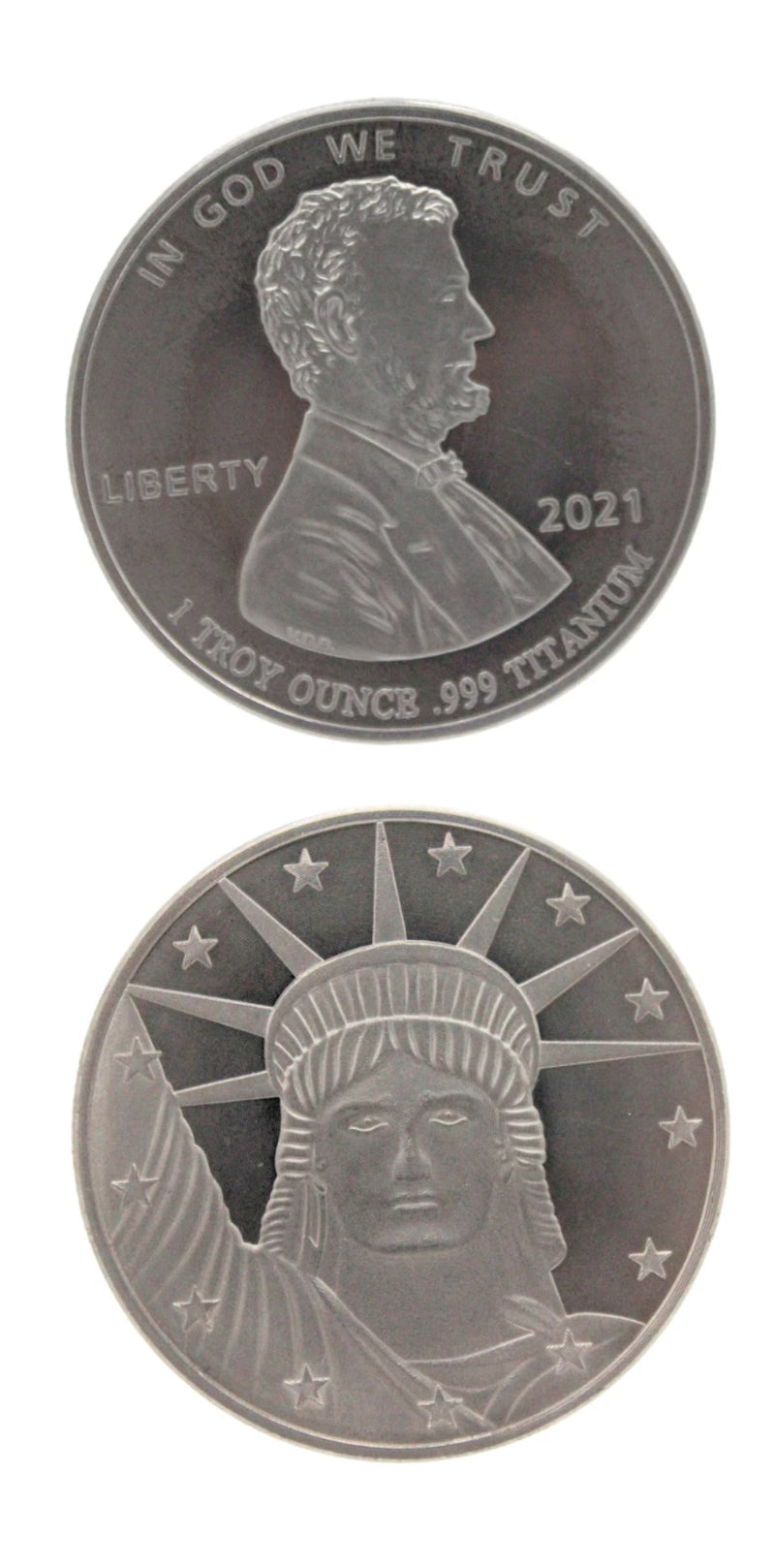 1 Troy Ounce .999 Fine Pure Titanium Lincoln Rounds - Coins w/COA-1