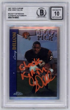 Corey Dillon 1997 Topps Chrome #155 Rookie RC Signed Ins Beckett BAS BGS 10 Auto-1