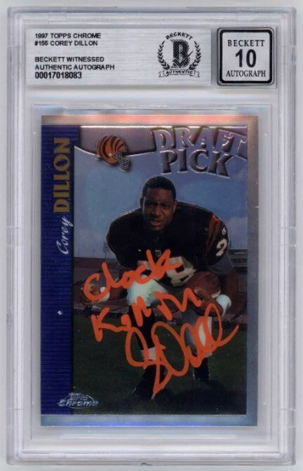 Corey Dillon 1997 Topps Chrome #155 Rookie RC Signed Ins Beckett BAS BGS 10 Auto-1