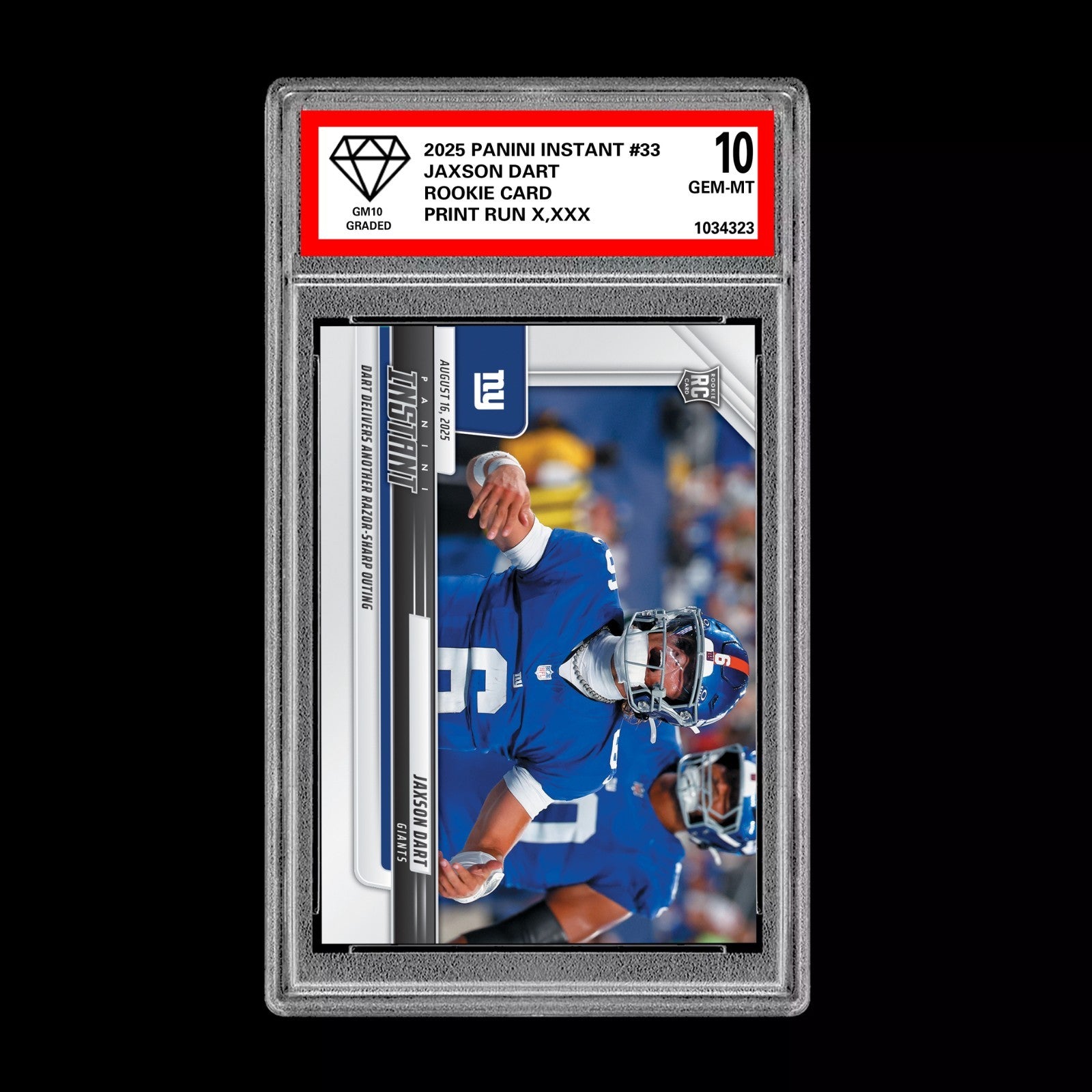 GM10 Graded 10 Jaxson Dart RC ROOKIE SP 2025 Panini Instant NFL #33-1