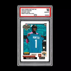 Graded 10 Travis Hunter 2025 Panini Instant Draft Night #2 RC Rookie JAGUARS-1