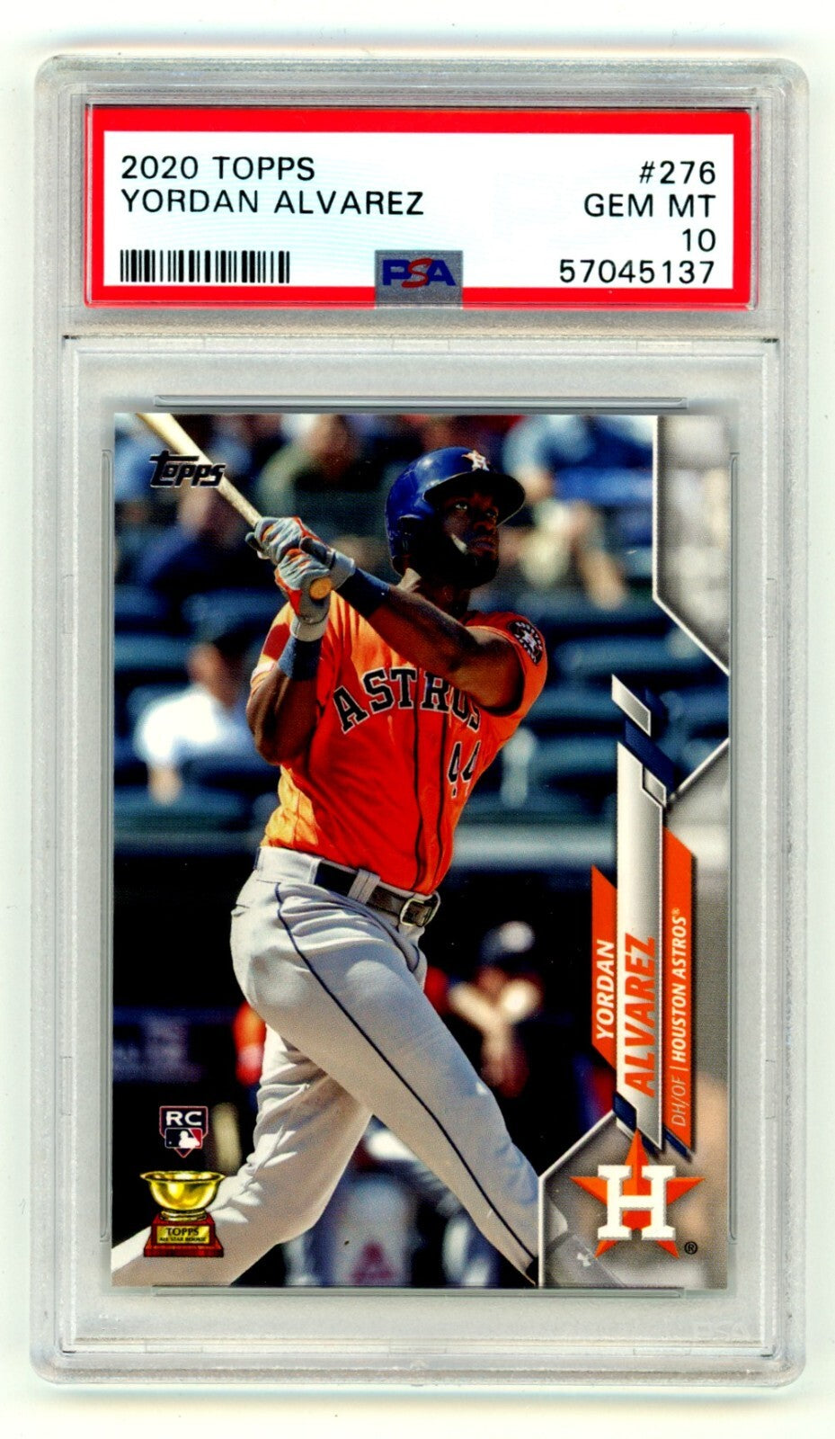 Yordan Alvarez 2020 Topps Series 1 276 Base Rookie Cup RC PSA 10 GEM MINT Astros-1