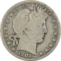 1902 Barber Half Dollar G Good Silver 50c Coin-1