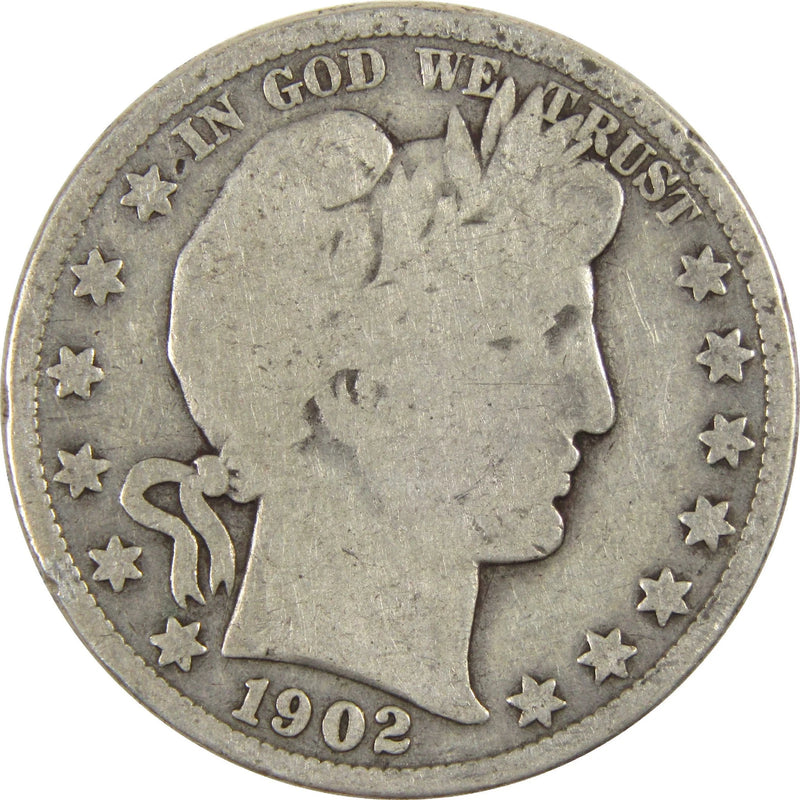 1902 Barber Half Dollar G Good Silver 50c Coin-1