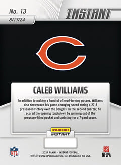 Graded 10 Caleb Williams #13 RC Rookie 2024 Panini Instant Chicago Bears-3