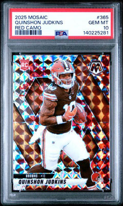 Graded 2025 Panini Mosaic Quinshon Judkins #365 Red Camo Rookie RC Card PSA 10-1